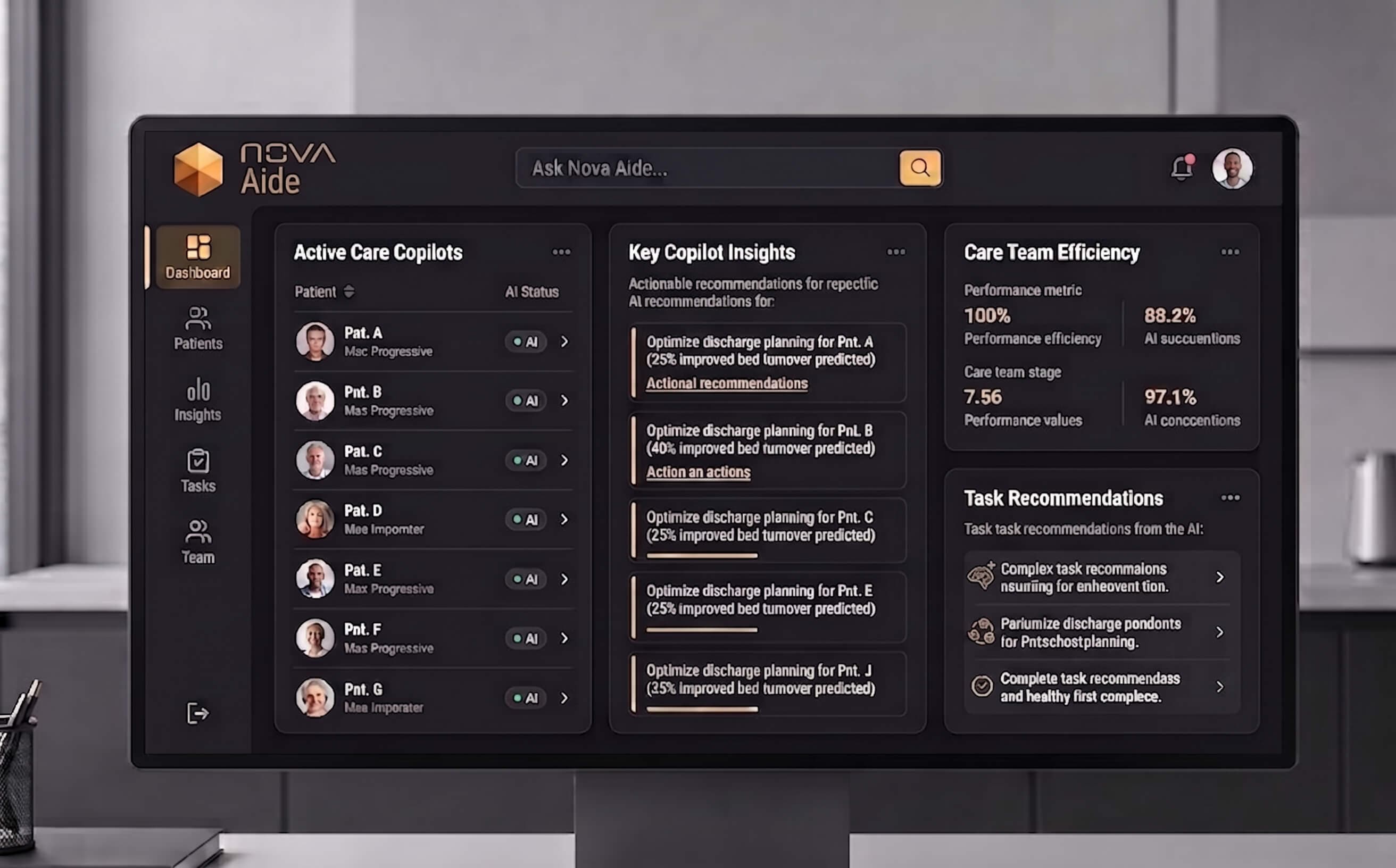 Nova Aide dashboard interface