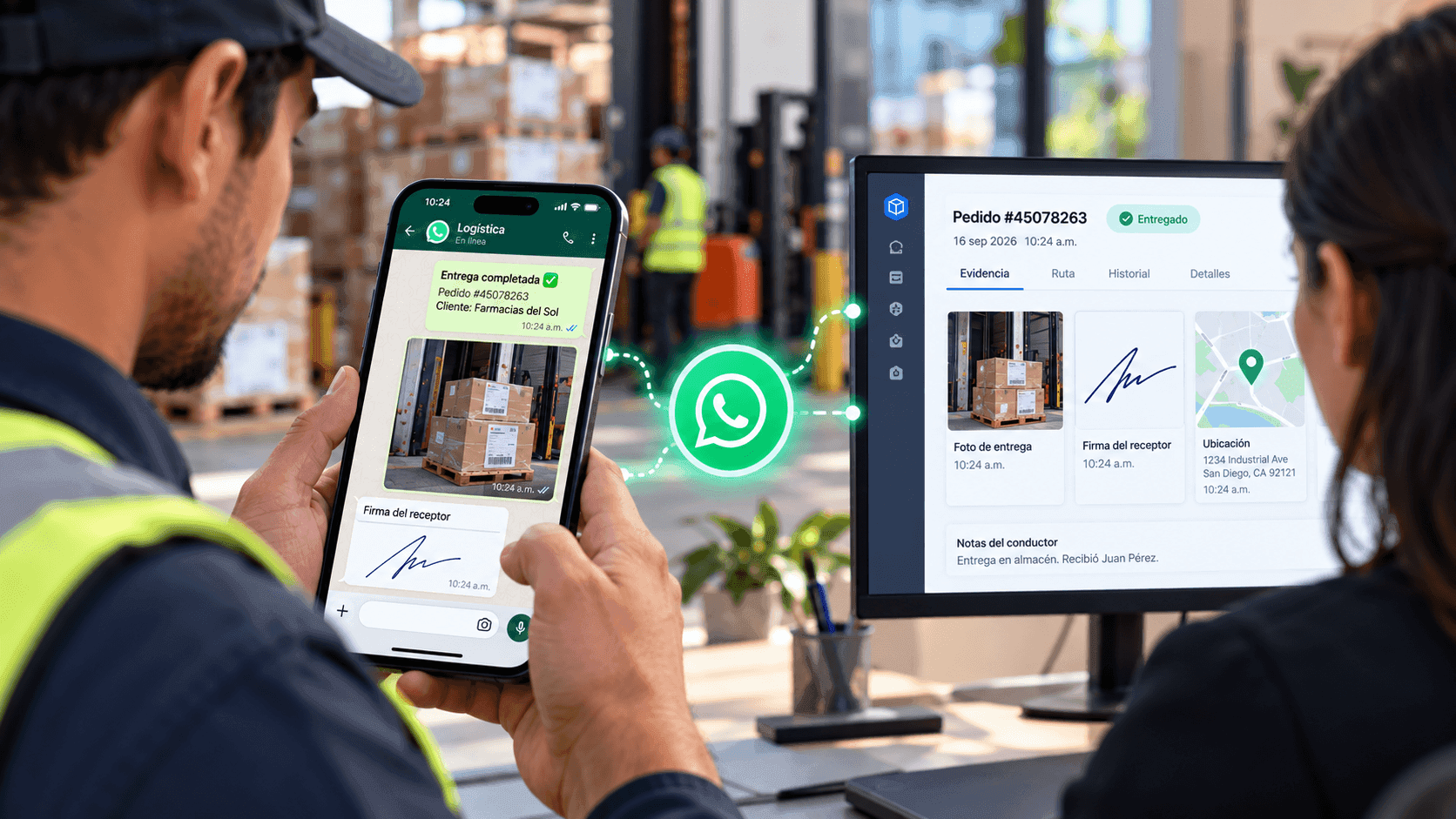 ¿Puede un chofer capturar POD por WhatsApp?